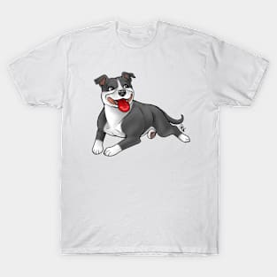 Dog - Staffordshire Bull Terrier - Blue and White T-Shirt